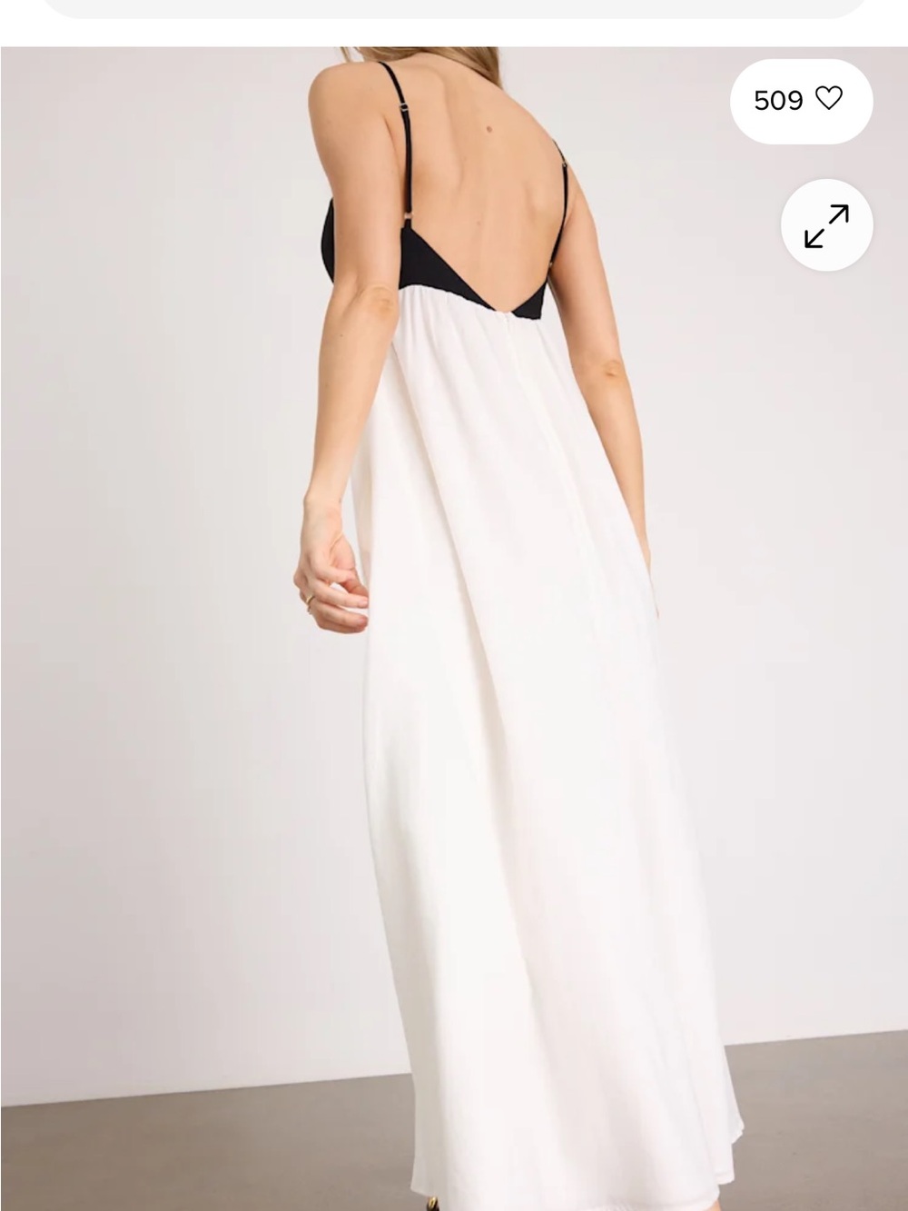 Janie Black and White Color Block Backless Maxi Dress - Picture 4 of 7